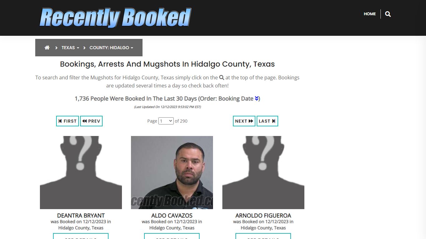Recent bookings, Arrests, Mugshots in Hidalgo County, Texas